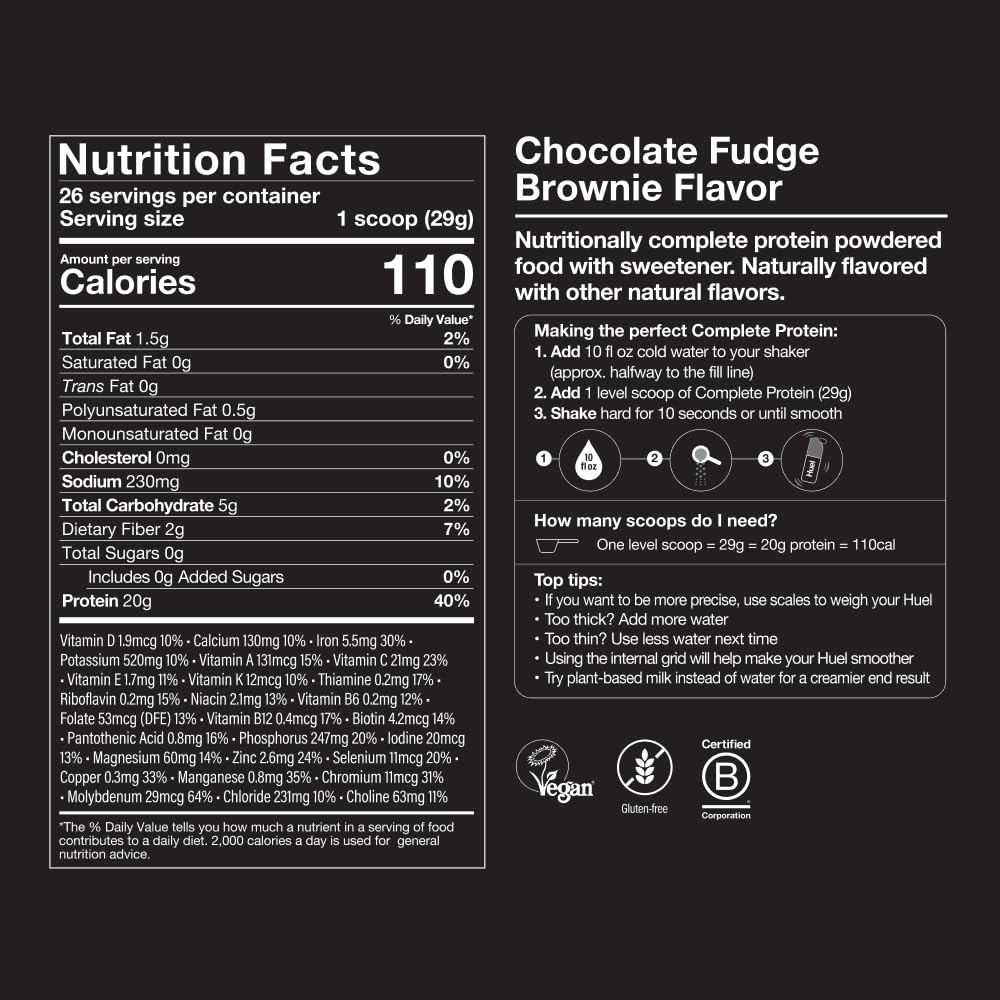 Huel ingredientes: cáñamo, faba y guisante, proteínas vegetales sostenibles