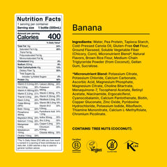Huel ingredientes naturales con plátanos y origen vegetal beneficioso