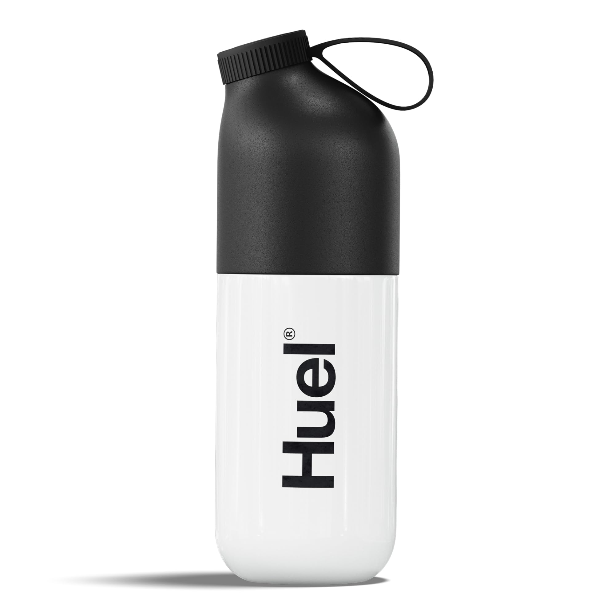 Huel botella mezcladora frontal con tapa atornillable y aspecto duradero