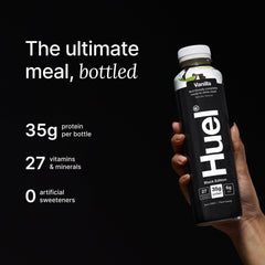 Huel textura de batido cerca que muestra consistencia cremosa y saciante