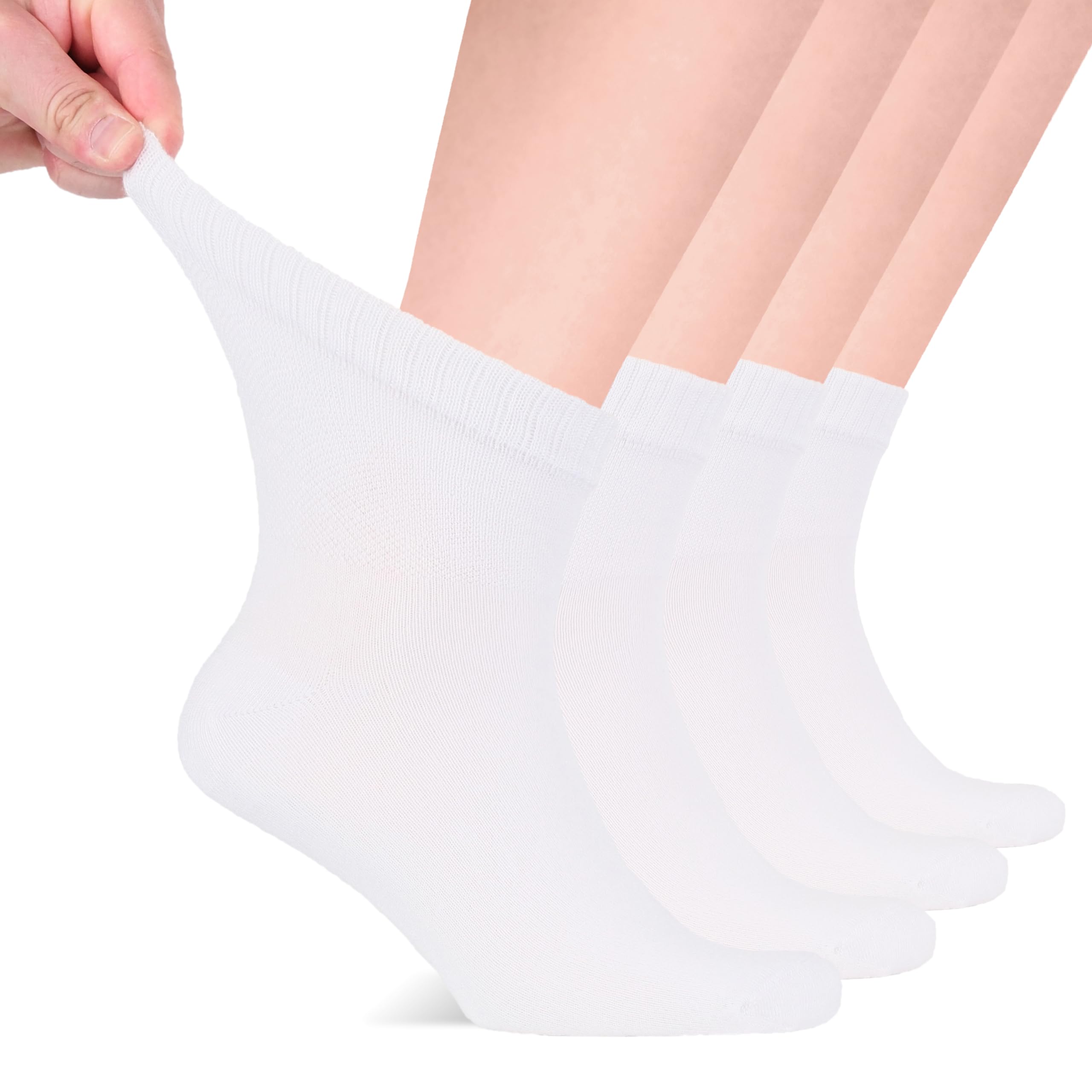 Hugh Ugoli frente del paquete de 4 pares mostrando diseño blanco y comodidad