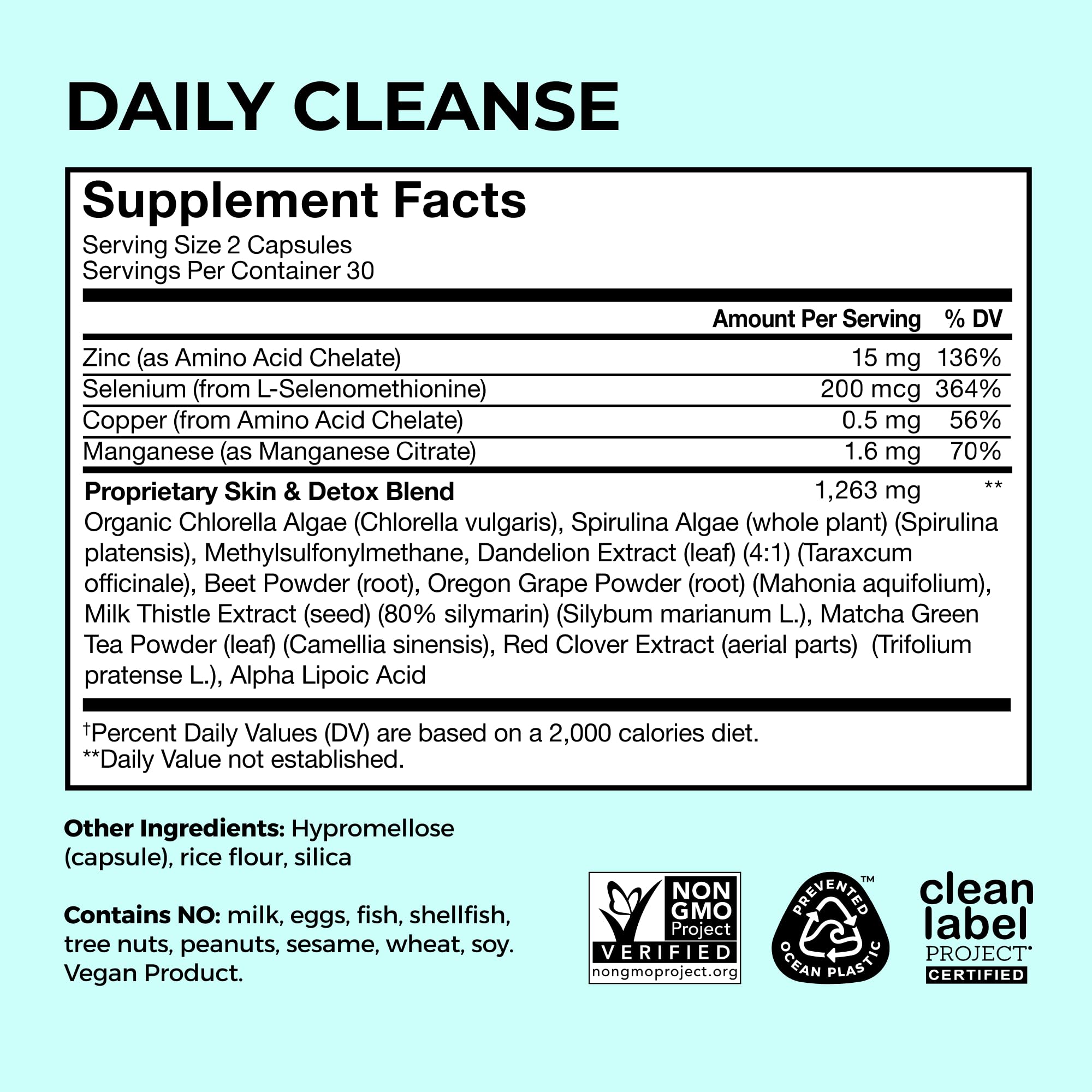 HUM Daily Cleanse spirulina y chlorella como fuentes vegetales de nutrientes