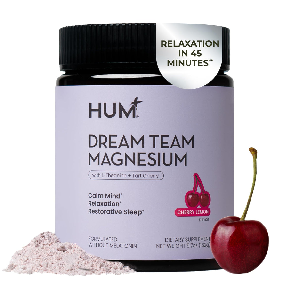 Hum Dream Team polvo magnesio bisglicinato para descanso suave.