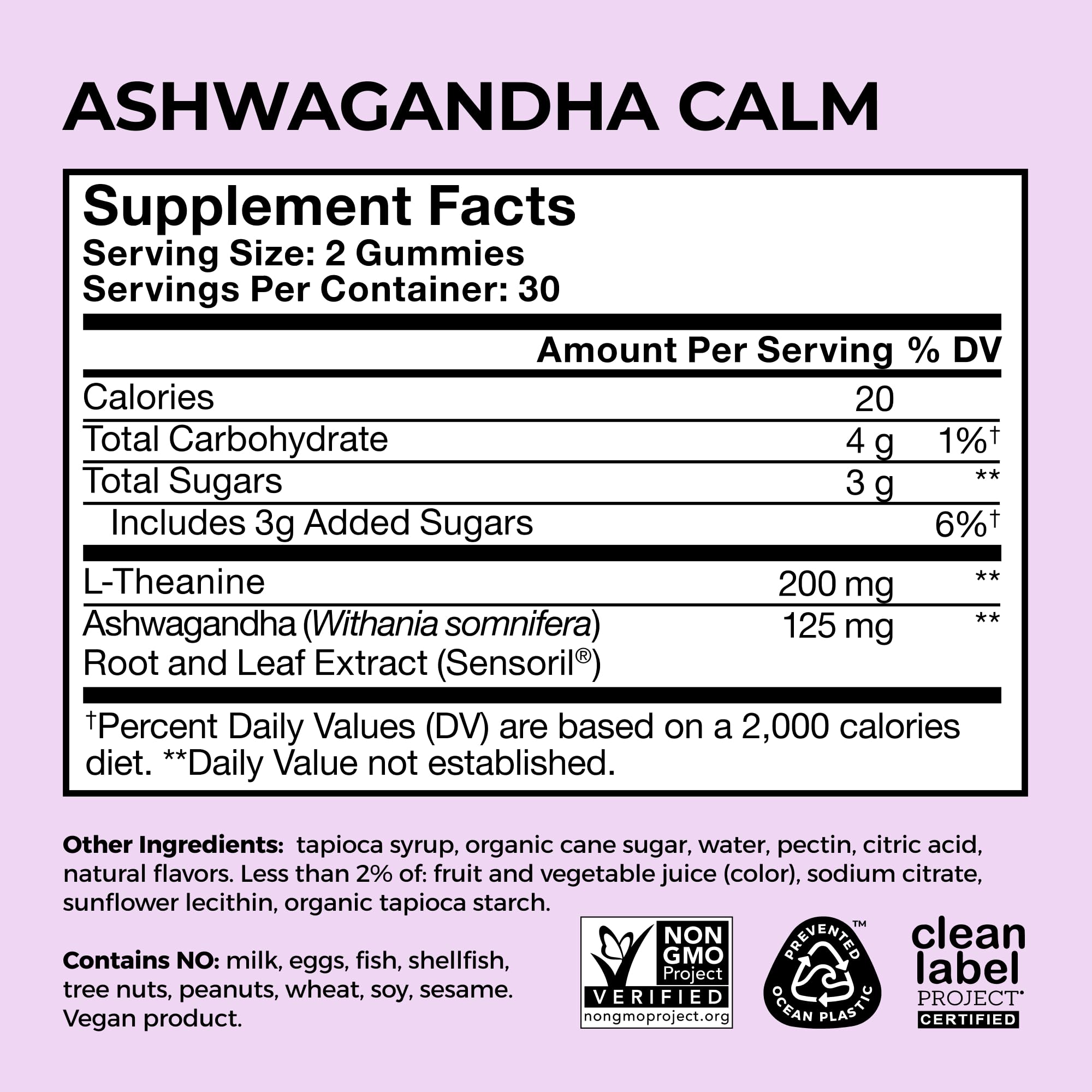 HUM etiqueta de ingredientes con Sensoril ashwagandha y L-teanina destacados