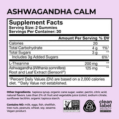 HUM etiqueta de ingredientes con Sensoril ashwagandha y L-teanina destacados