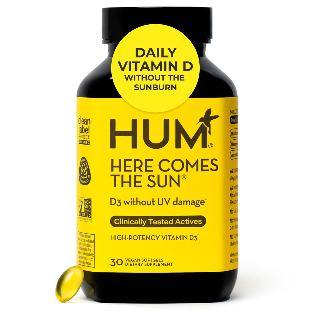 HUM Here Comes The Sun vista frontal, envase claro y dosis fiable