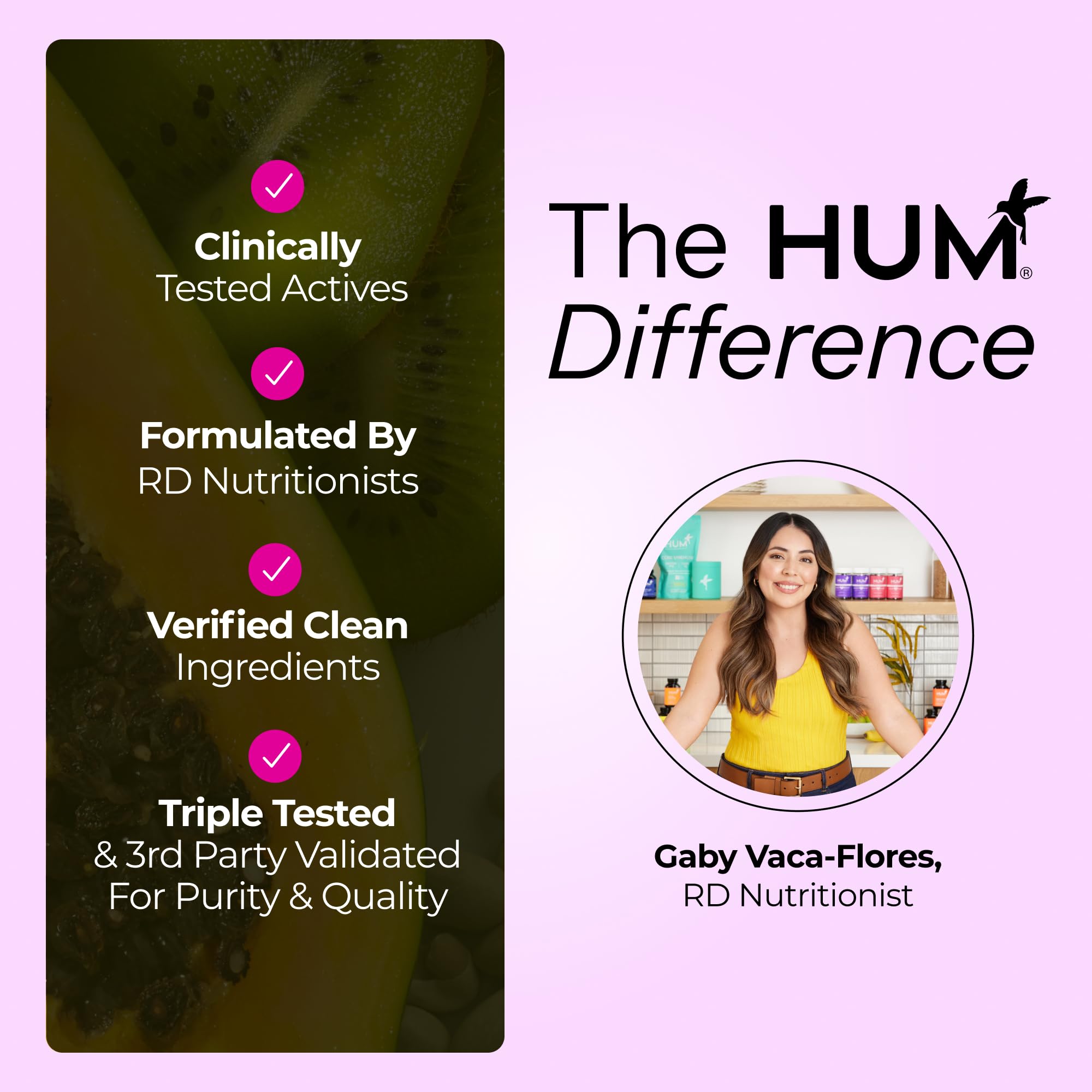 HUM Hormone Balance etiqueta con información nutricional y instrucciones