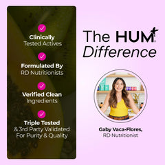 HUM Hormone Balance etiqueta con información nutricional y instrucciones
