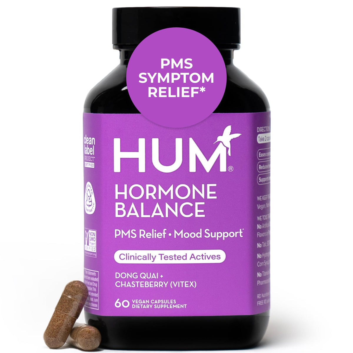 HUM Hormone Balance frente del envase mostrando diseño y cantidad