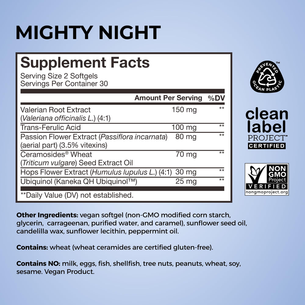 HUM Mighty Night frasco en mano para comparar tamaño y dosis diaria