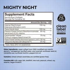 HUM Mighty Night frasco en mano para comparar tamaño y dosis diaria