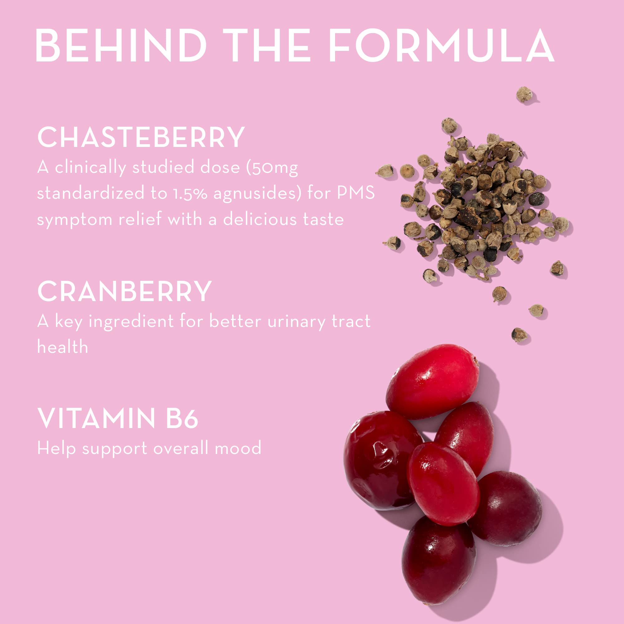 HUM SOS PMS gominolas, chasteberry visible, posible apoyo al ciclo