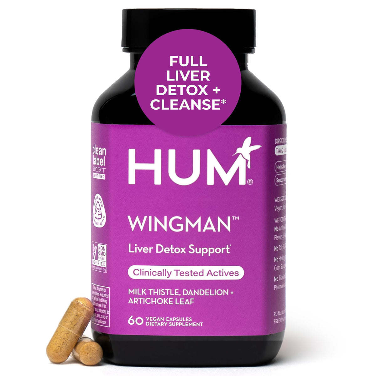 HUM Wing Man frente del envase mostrando diseño y beneficios