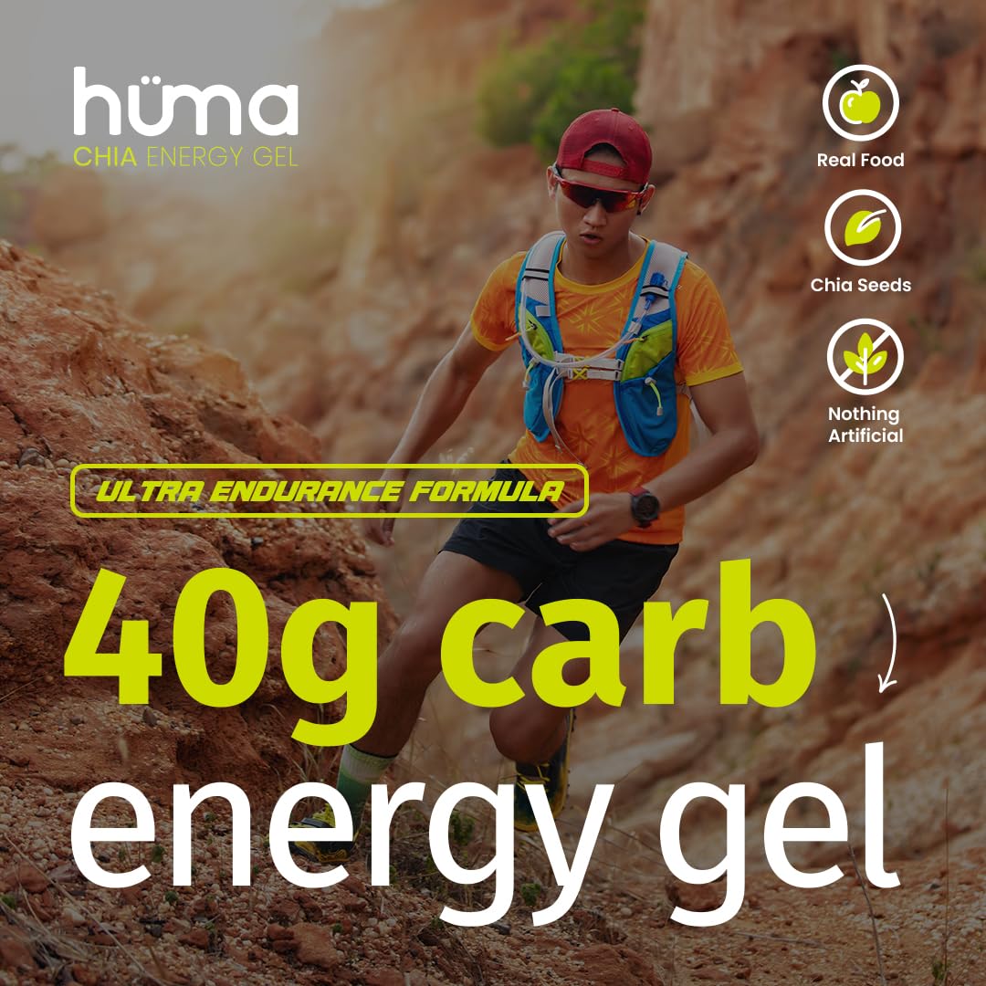 HÜMA CHIA ENERGY GEL sobre abierto mostrando contenido y facilidad de uso