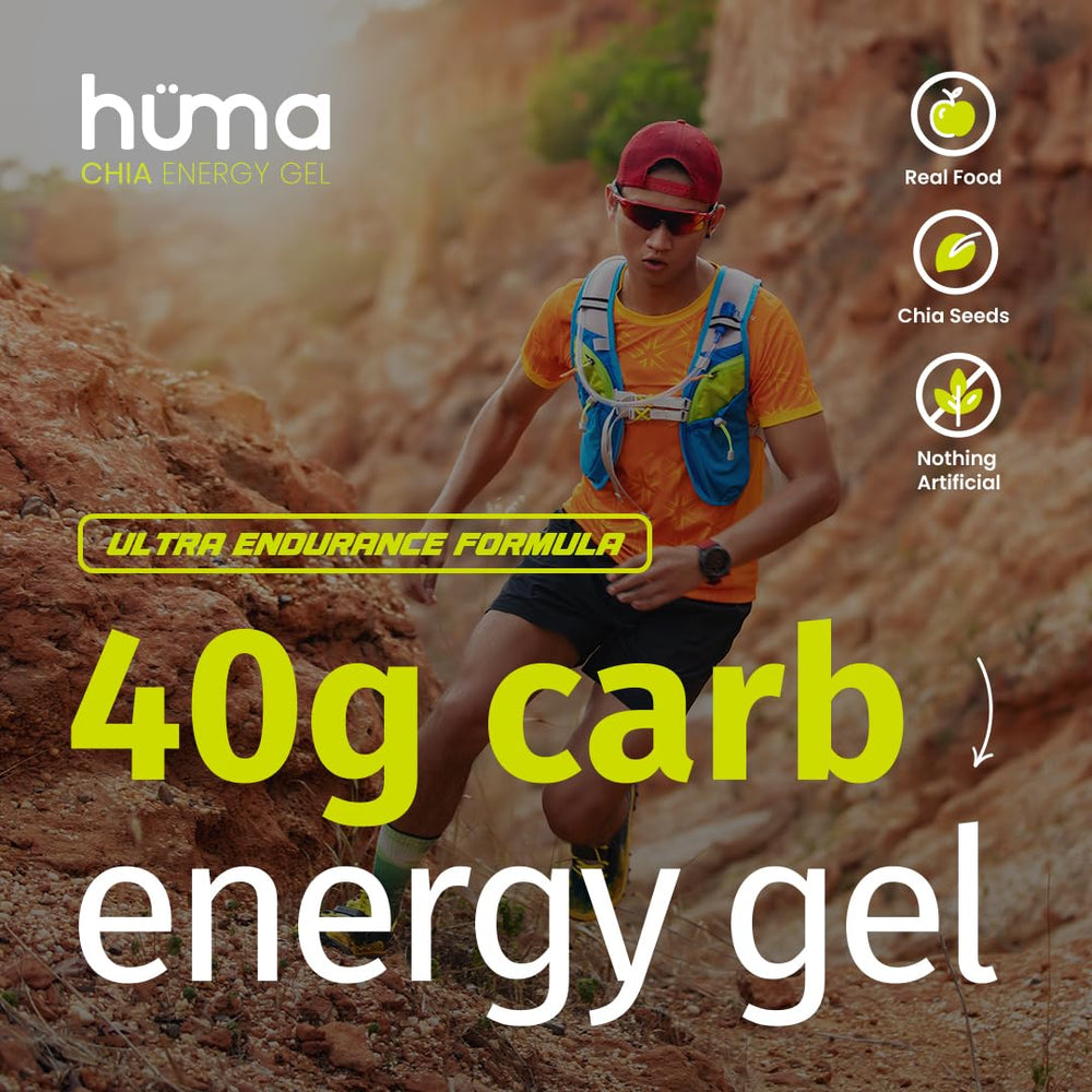 HÜMA CHIA ENERGY GEL sobre abierto mostrando contenido y facilidad de uso
