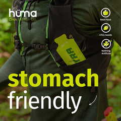 HÜMA CHIA ENERGY GEL mano sosteniendo sobre para comparar tamaño y portabilidad