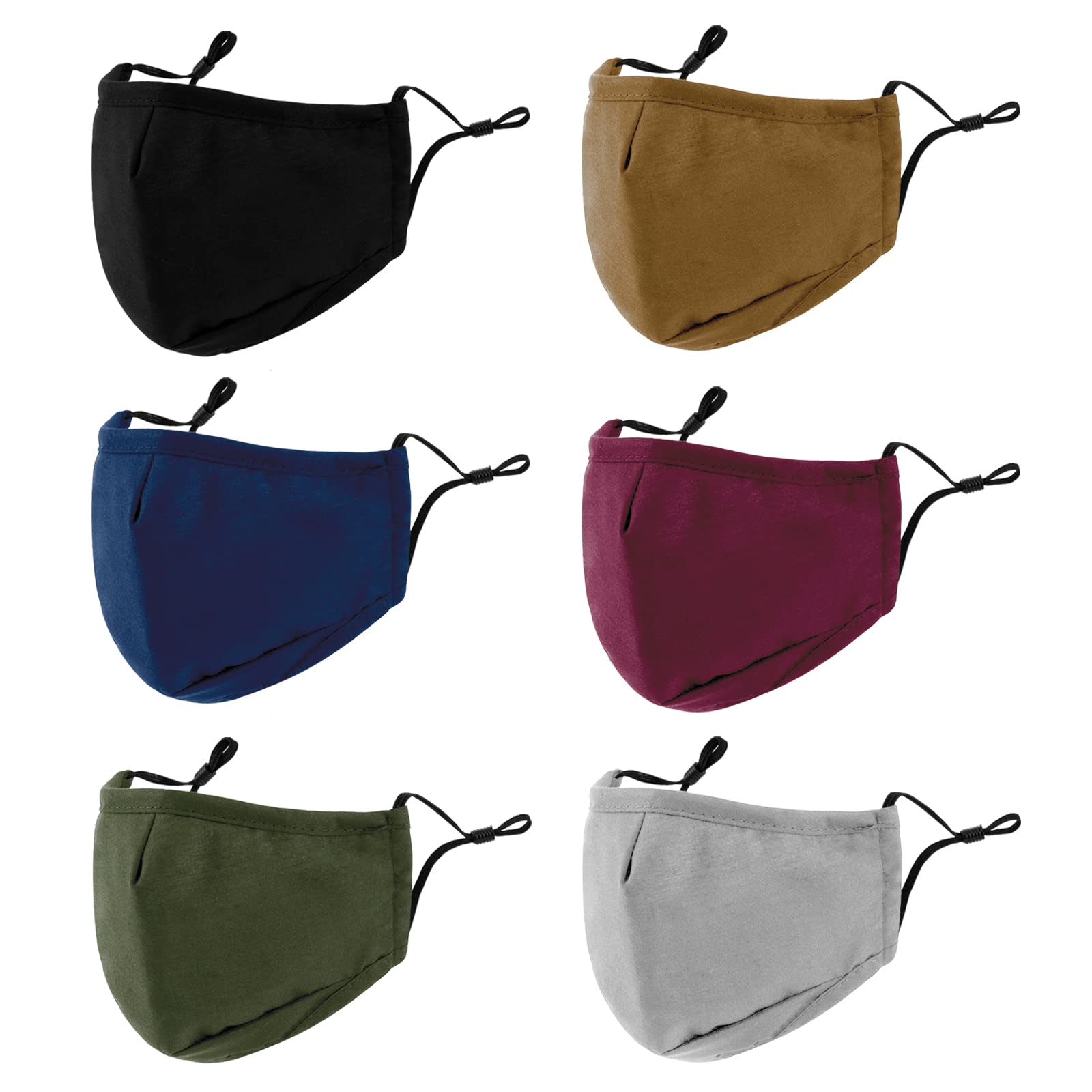 Huninpr mascarillas pack frontal muestra seis colores y cobertura facial cómoda