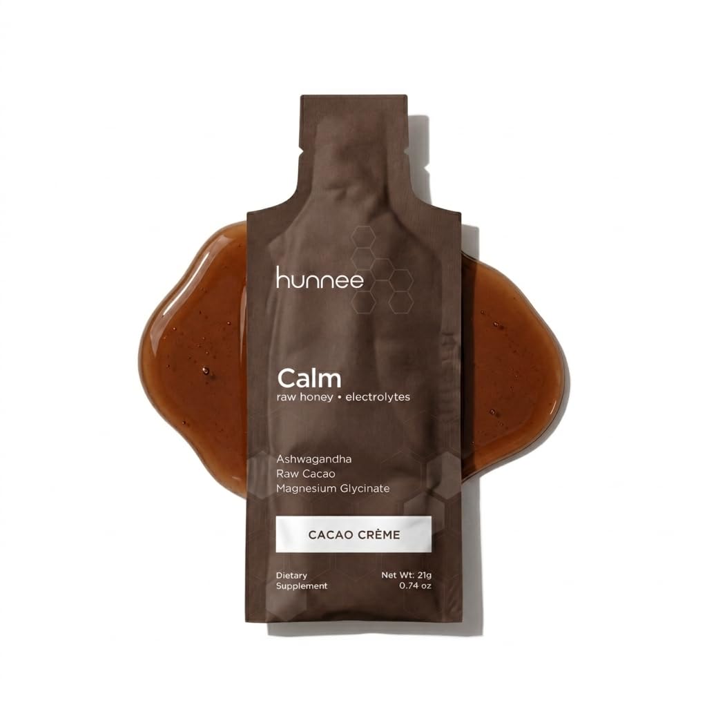 Hunnee H frente del empaque mostrando sachets y beneficios naturales