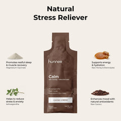 Hunnee H sachet abierto con textura de miel y cacao, energía sostenida