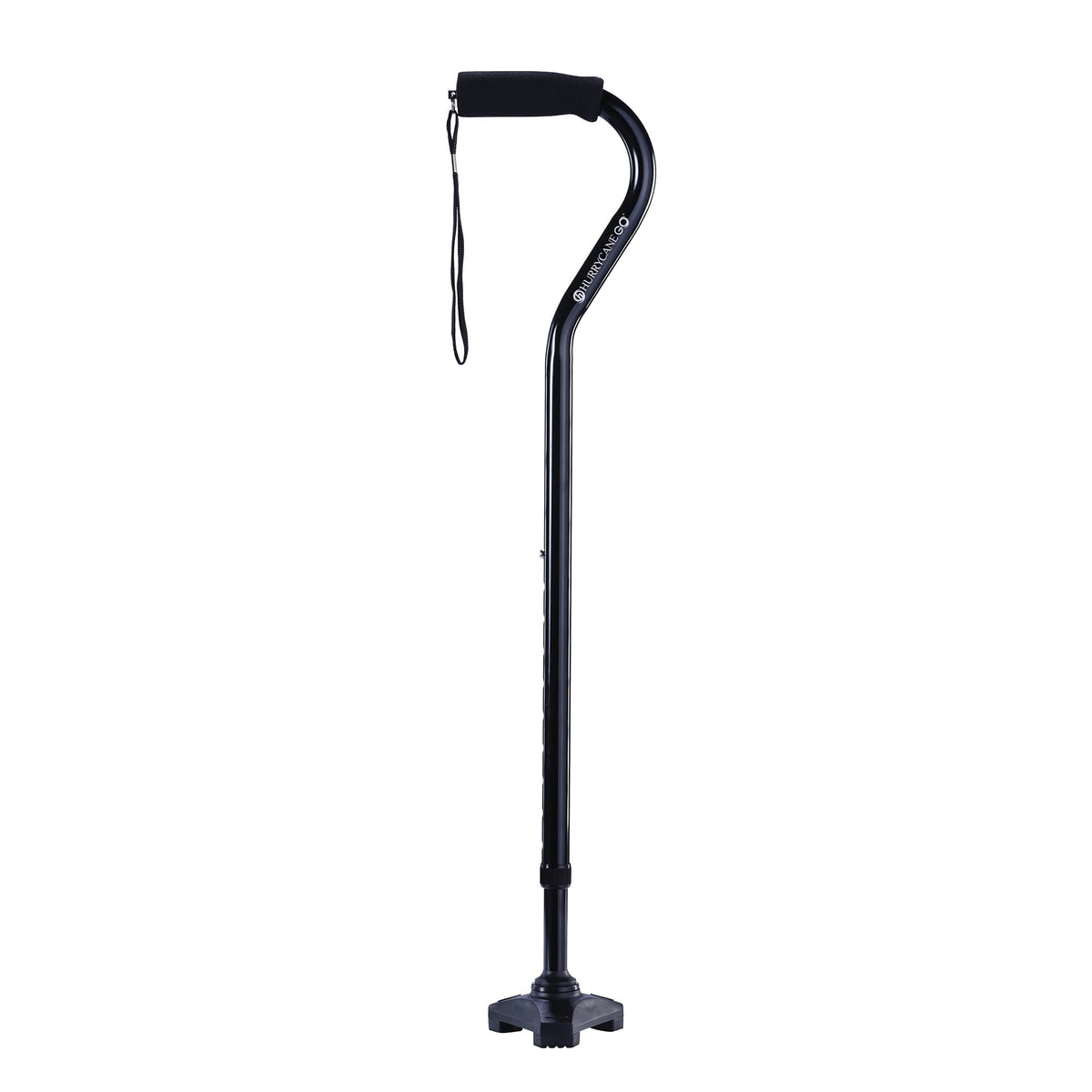 HurryCane Go frontal mostrando base SteadiGrip para mayor estabilidad