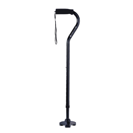 HurryCane Go frontal mostrando base SteadiGrip para mayor estabilidad