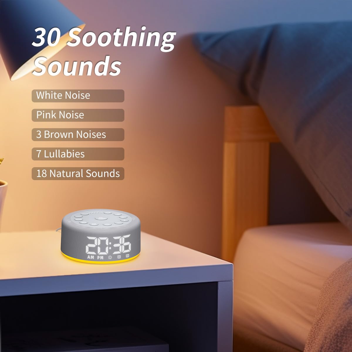 Hushing en cuna creando ambiente sonoro relajante para bebé