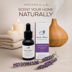 Hustle & Blush aceite en bolas de secadora ilustrando ropa con aroma prolongado