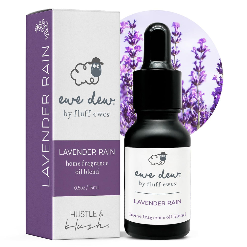Hustle & Blush frasco frontal Lavender Rain mostrando diseño y tamaño beneficioso