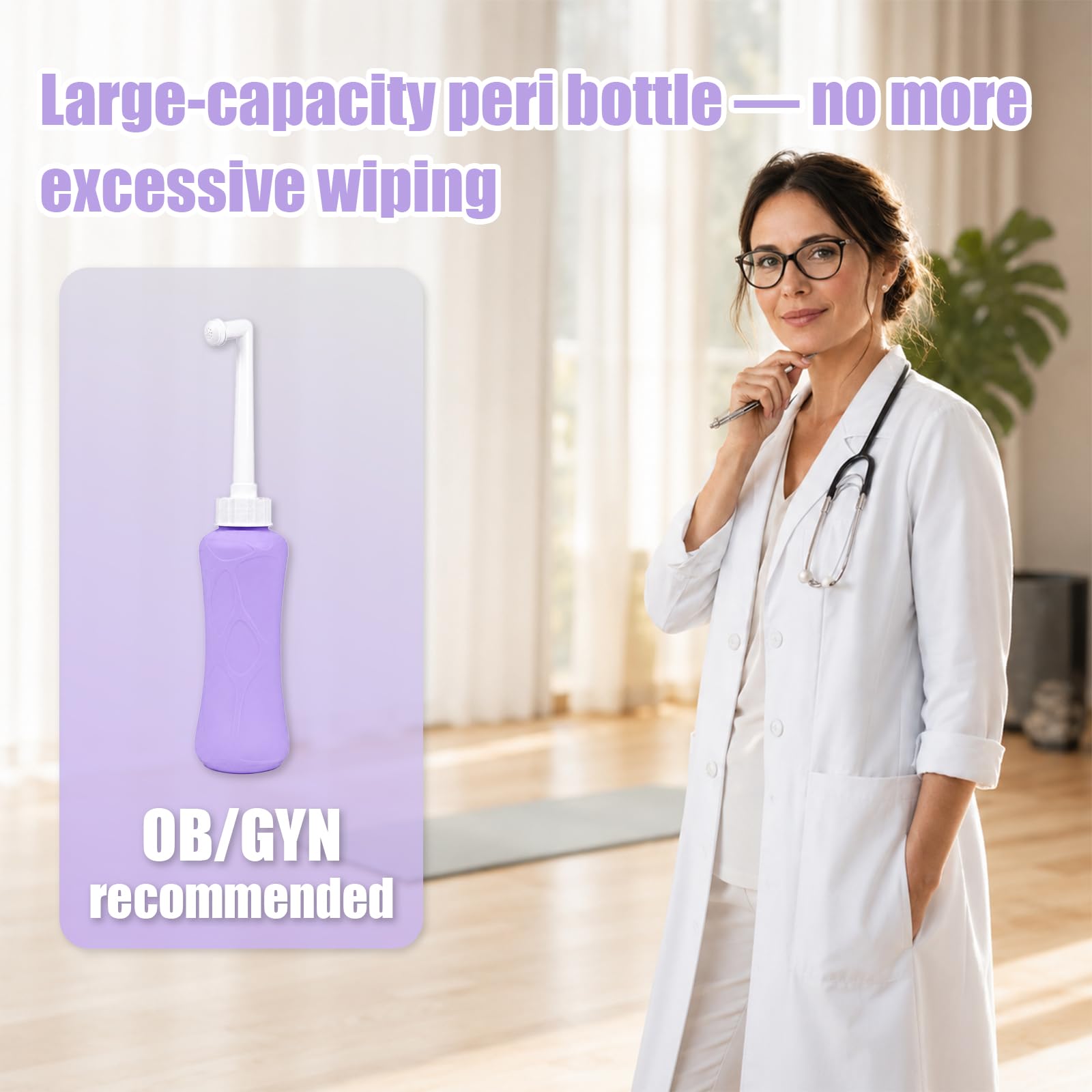 HVLVOYG peri bottle sostenido en mano para mostrar textura antideslizante