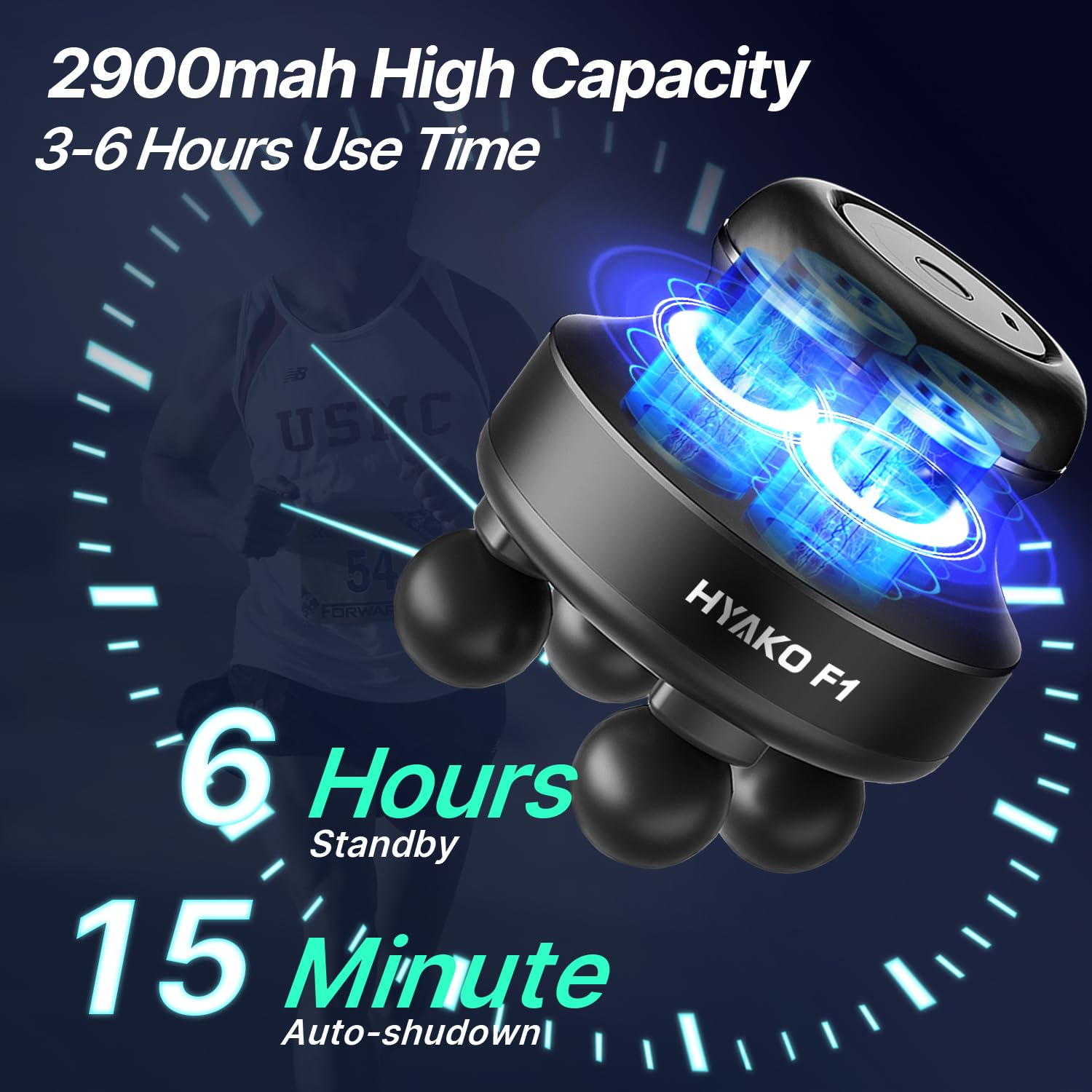 HYAKO F1, potencia regulable en cinco velocidades para personalizar el masaje.