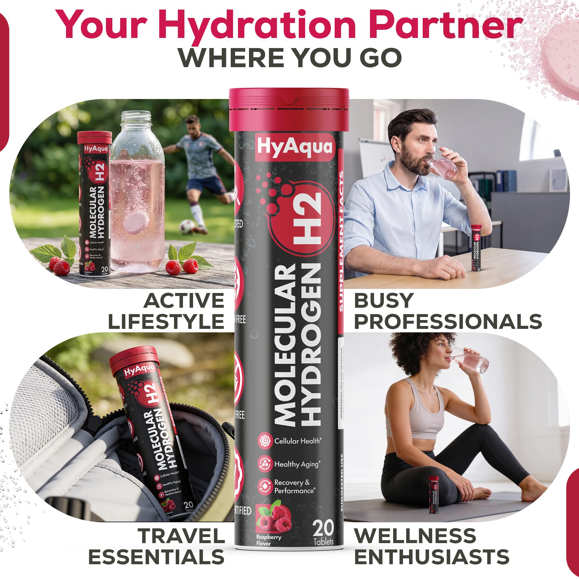HyAqua etiqueta con lista de ingredientes y certificaciones GMP, confianza en fabricación