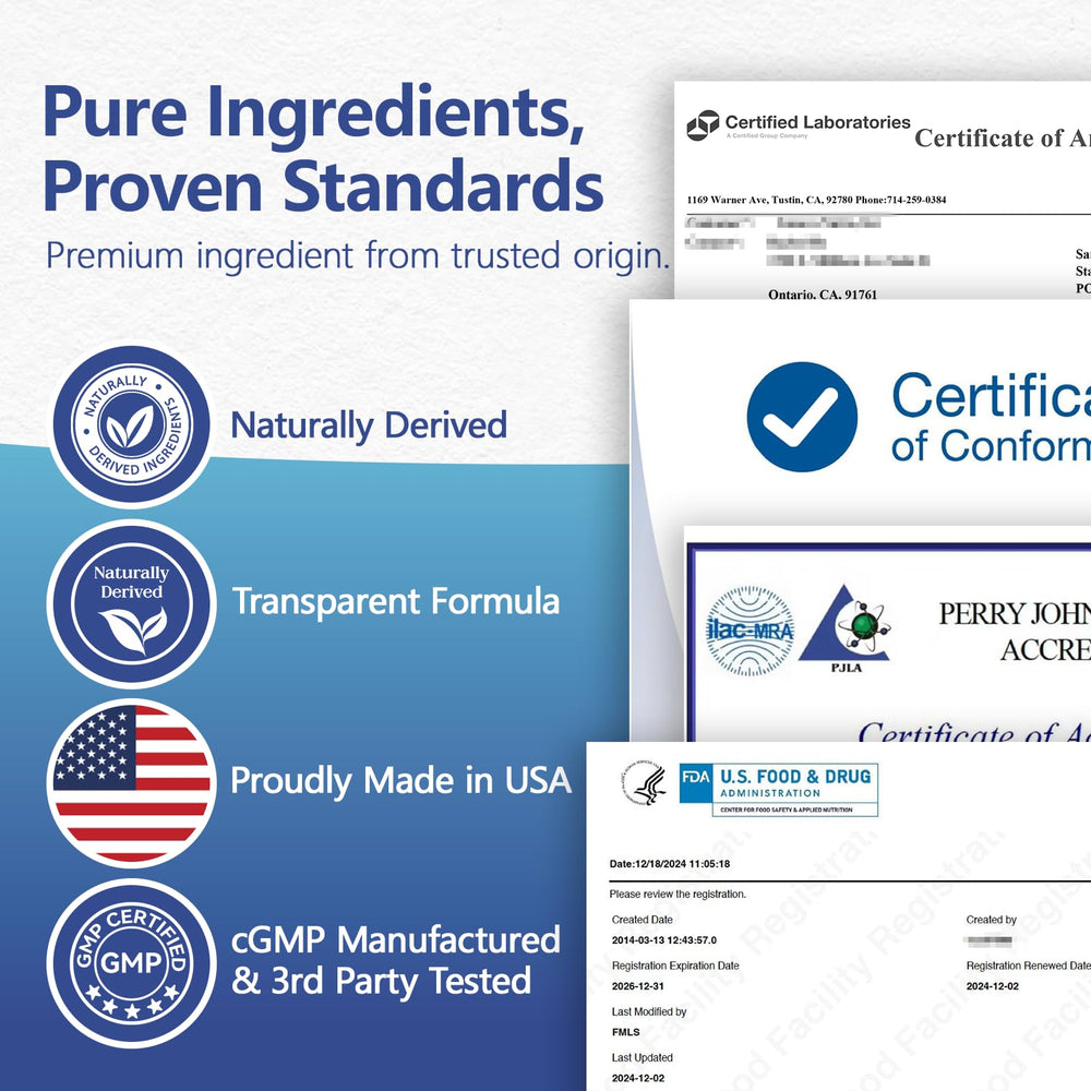 HyberVive certificación cGMP y sello de fabricación en California