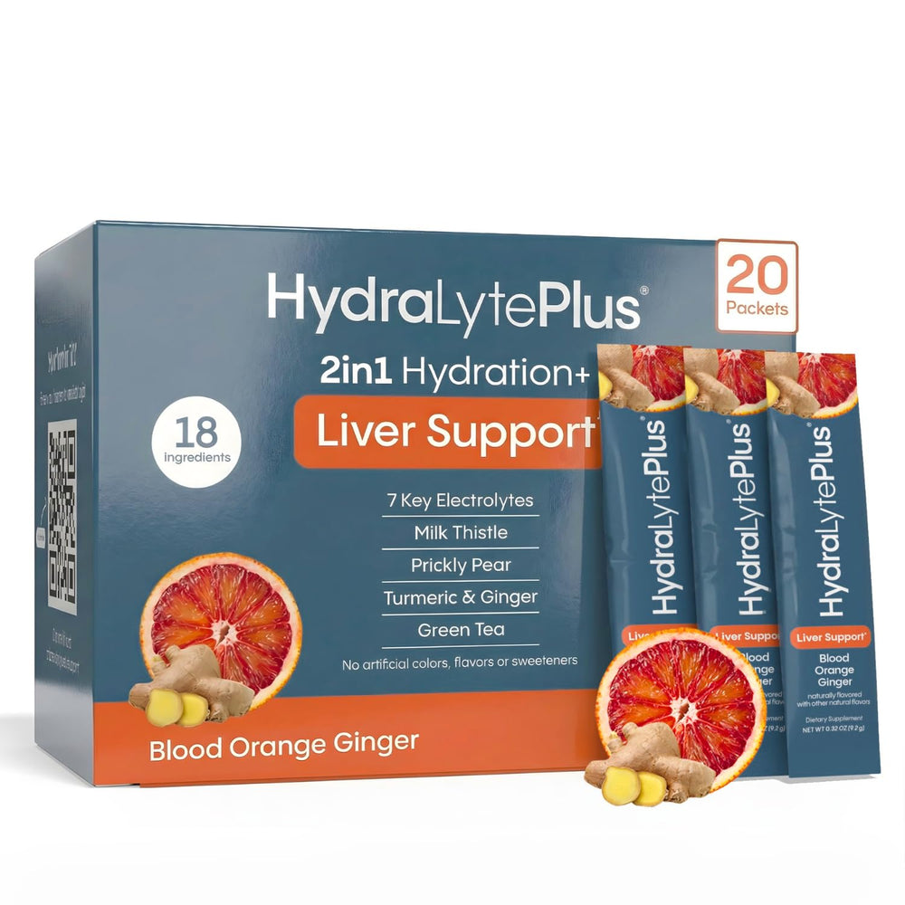 Hydralyte frontal con sabor Blood Orange mostrando envase y beneficio de hidratación