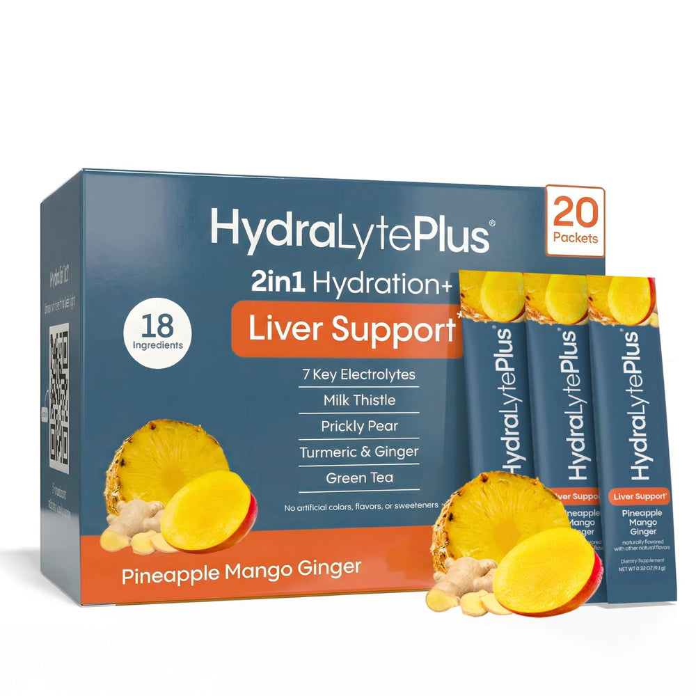 Hydralyte frente del empaque piña mango mostrando variedad y beneficio de hidratación rápida