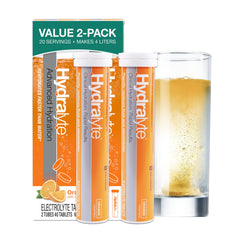 Hydralyte envase frontal naranja mostrando 40 tabletas para rehidratación rápida