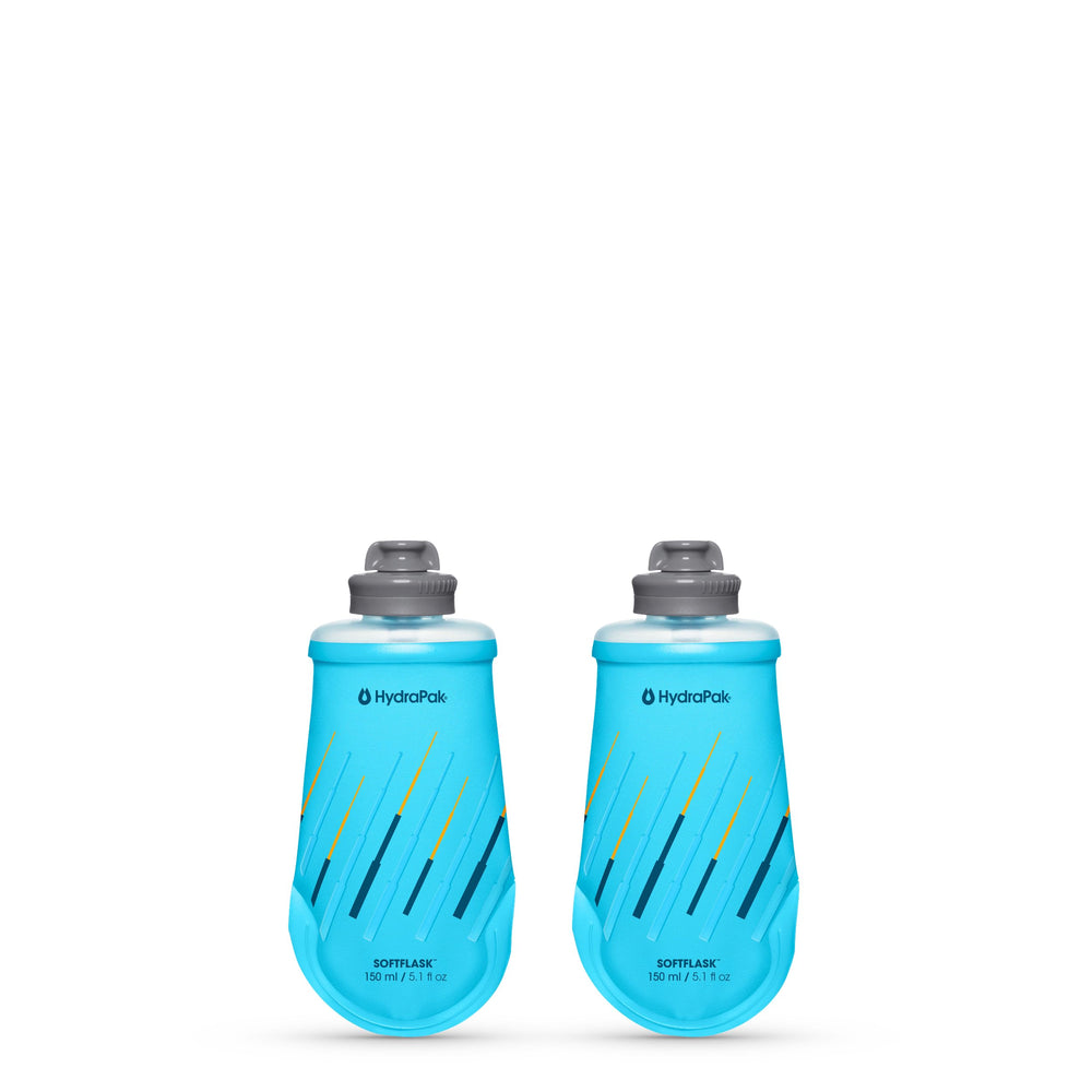 HydraPak SoftFlask frontal mostrando pack de dos, fácil transporte