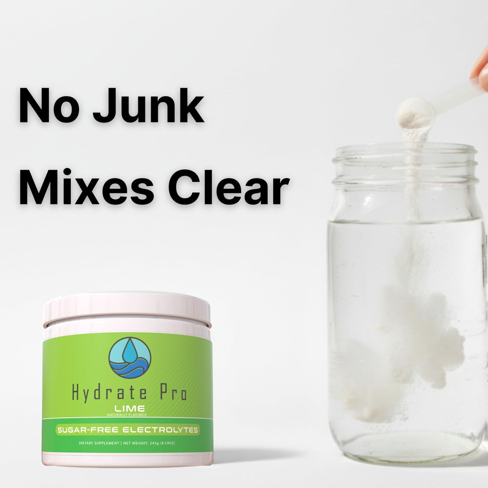 Hydrate Pro etiqueta con información nutricional resaltando 1000 mg sodio y electrolitos equilibrados