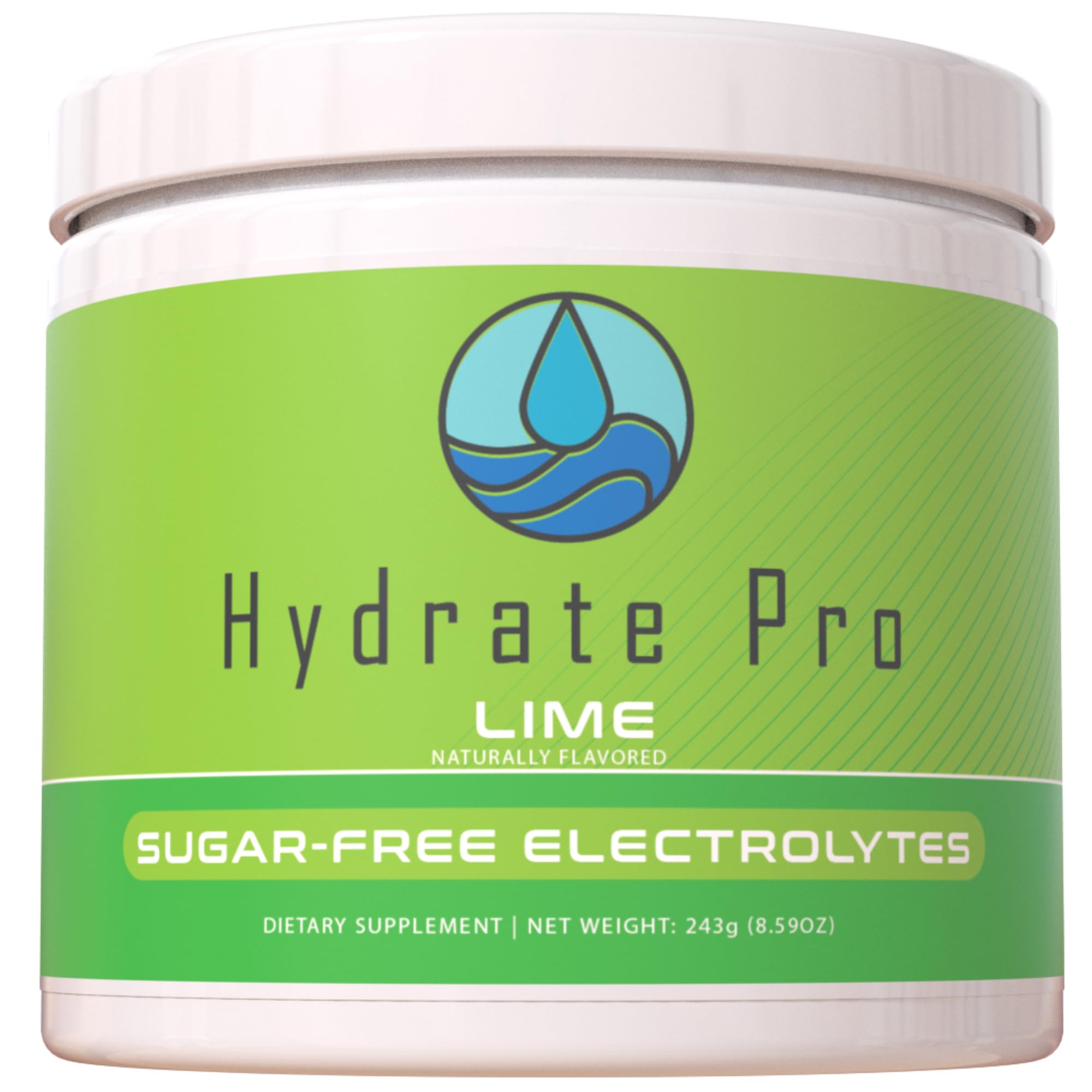 Hydrate Pro frente del envase lima mostrando 45 servicios y beneficios de sodio elevado