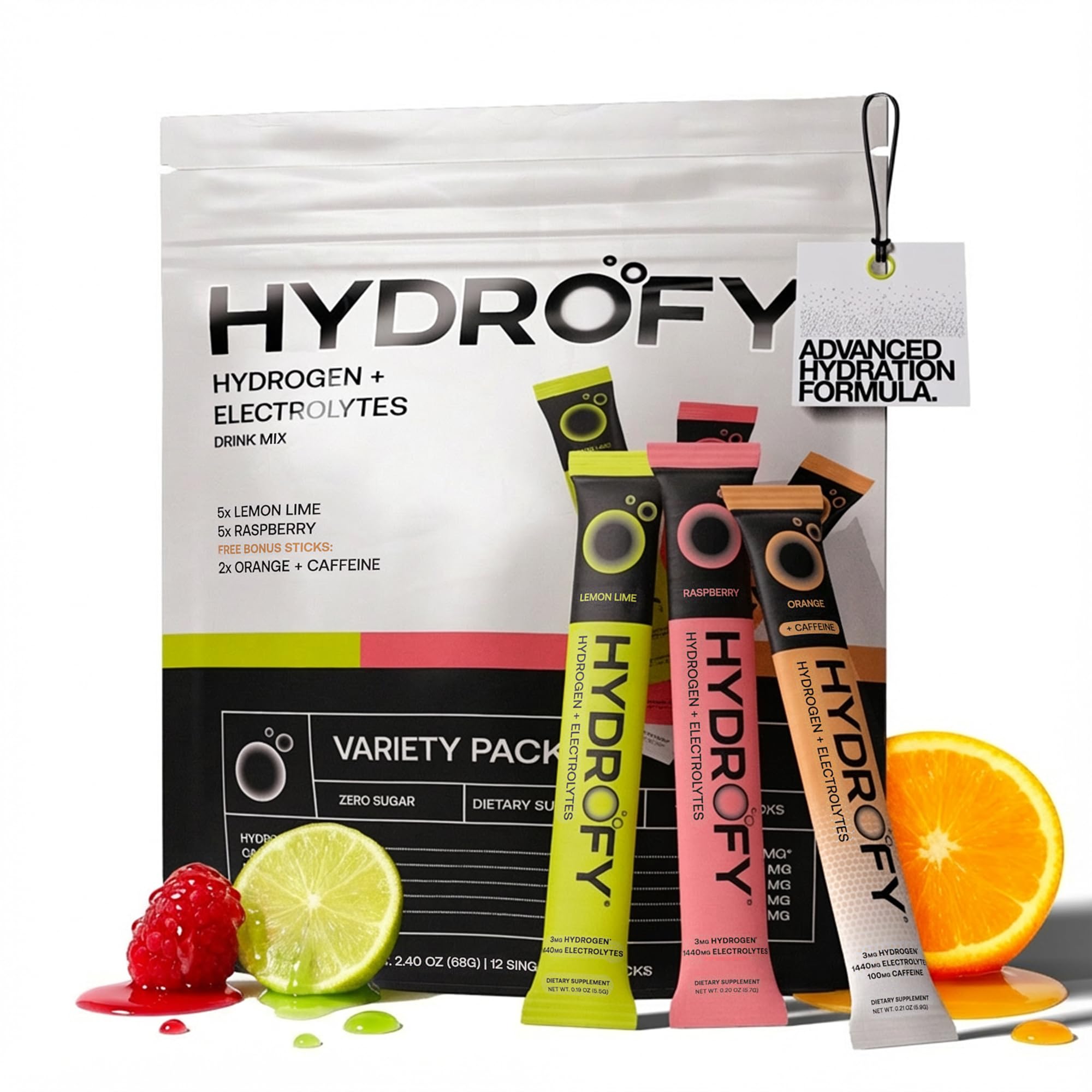 Hydrofy empaque frontal variedad mostrando sabores y conteo