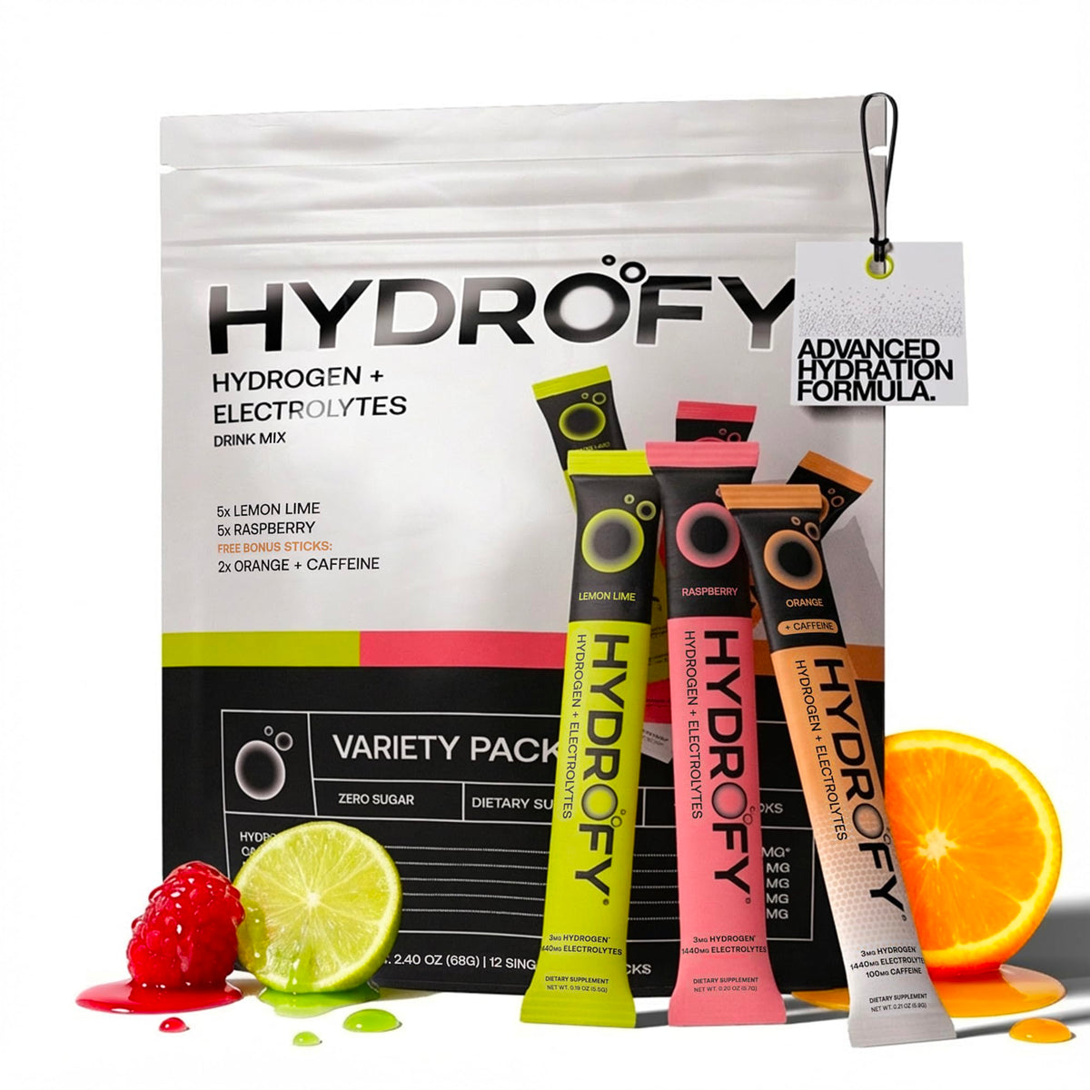 Hydrofy empaque frontal variedad mostrando sabores y conteo