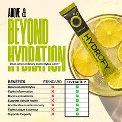 Hydrofy sobre abierto con polvo listo para mezclar y conveniencia