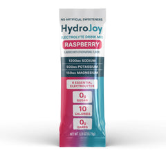 Etiqueta de HydroJoy con lista de electrolitos y beneficios visibles en el envase