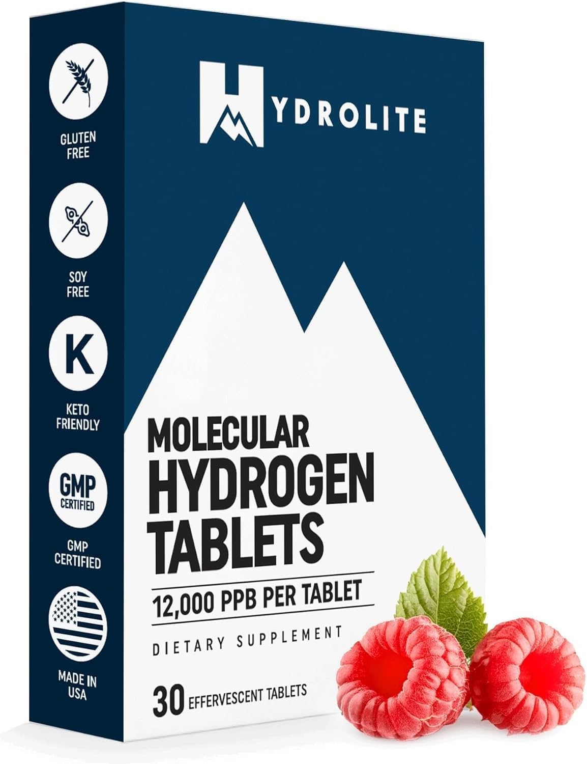 HydroLite frente del empaque mostrando 30 tabletas y claridad de marca
