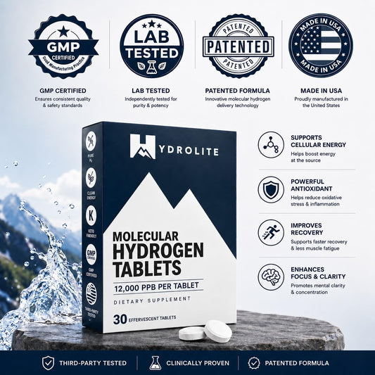 HydroLite primer plano de tabletas para transporte fácil y dosificación precisa