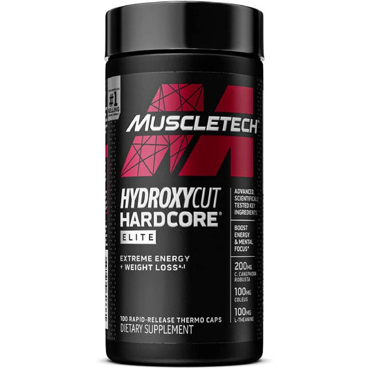 Hydroxycut envase frontal mostrando etiqueta y beneficios energéticos