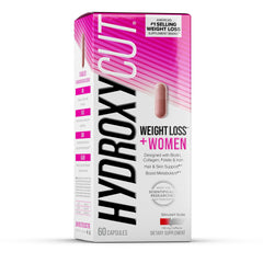 Hydroxycut frente del empaque mostrando la marca y beneficios visibles