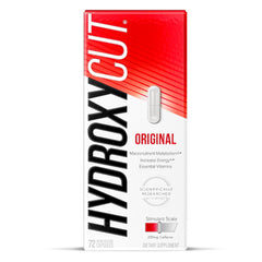 Hydroxycut frente del empaque mostrando 72 cápsulas y beneficio energético