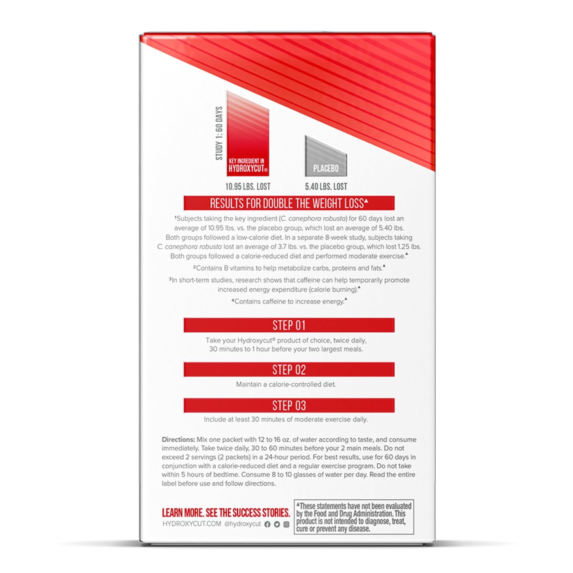 Hydroxycut 21 sobres alineados para consumo diario cómodo