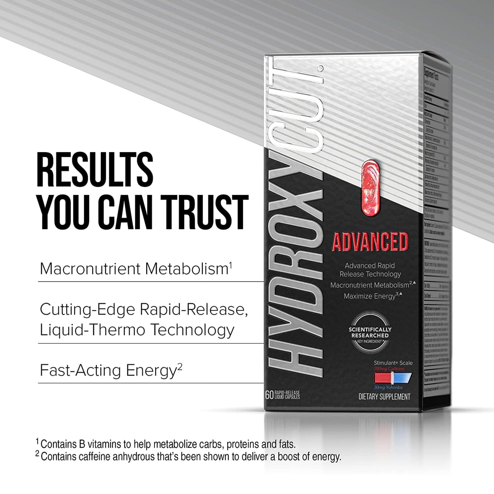 Hydroxycut textura líquida en primer plano, beneficio absorción inmediata