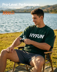 HYFUN N1 comparada con mano para visualizar tamaño y facilidad de transporte